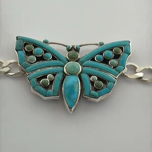 925 silver turquoise butterfly bracelet real stones​